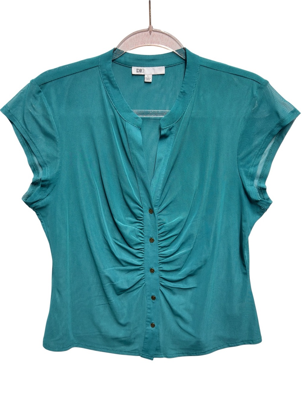 Tuxedo Mesh Crepe Knit Babydoll Blouse Top Shirt